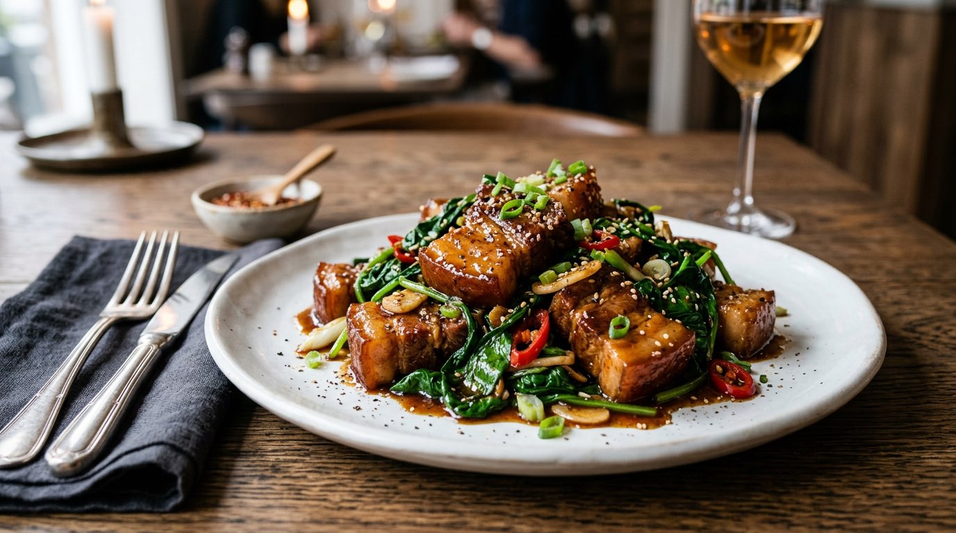 豚バラとほうれん草の節約オイスター炒め（完成イメージ）