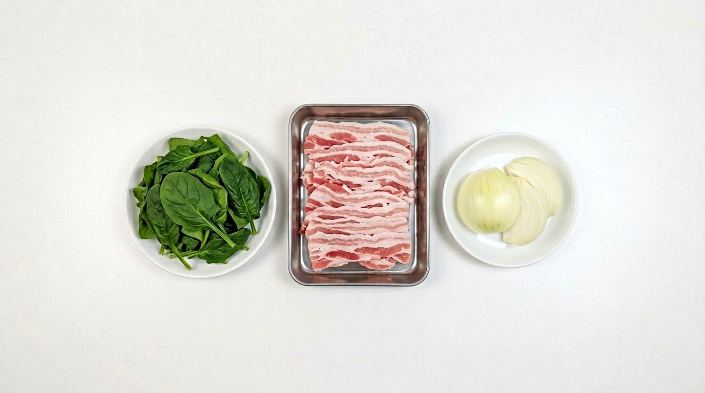 豚バラとほうれん草の節約オイスター炒め（材料）