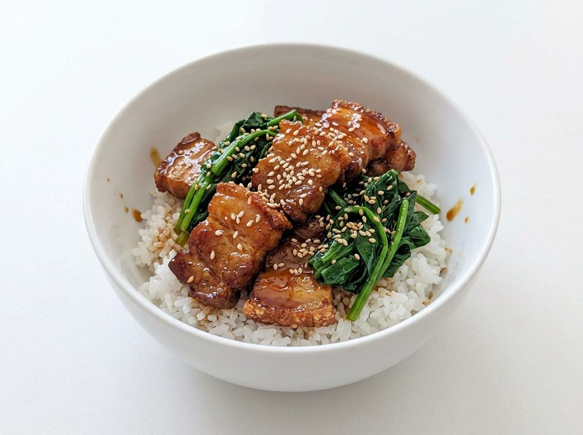 豚バラとほうれん草の甘酢丼