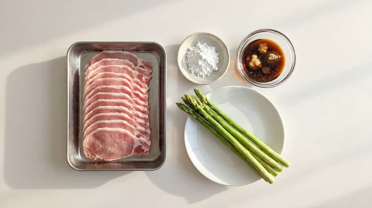 豚ロースとアスパラのカリッと揚げ鶏ガラ香味（材料）