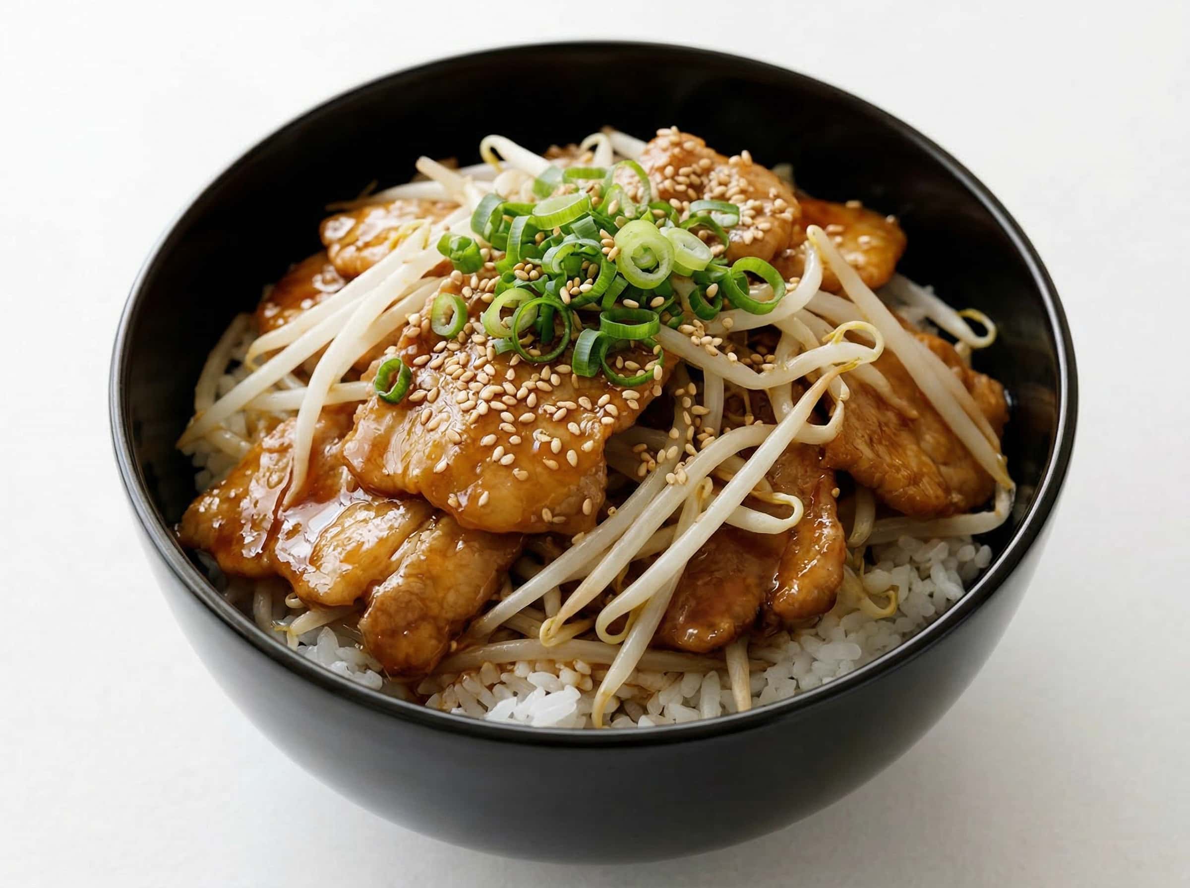 豚ロースともやしの甘酢丼