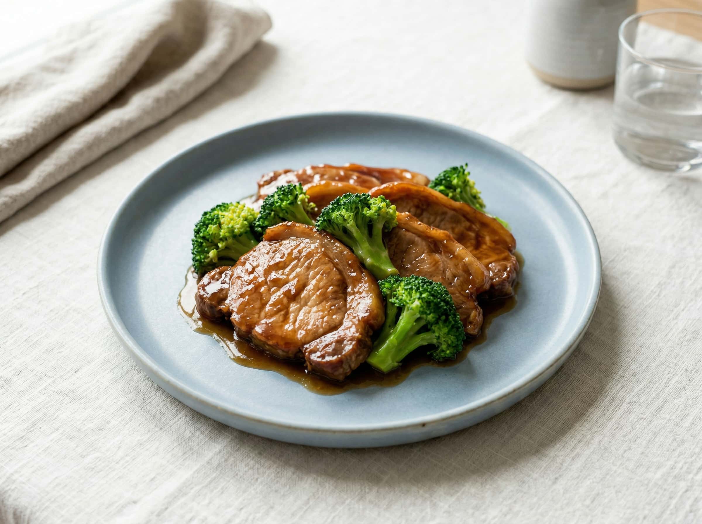 豚ロースとブロッコリーのオイスター煮（さっぱり仕立て）