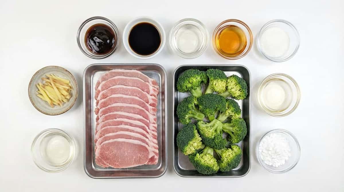 豚ロースとブロッコリーのオイスター煮（さっぱり仕立て）（材料）
