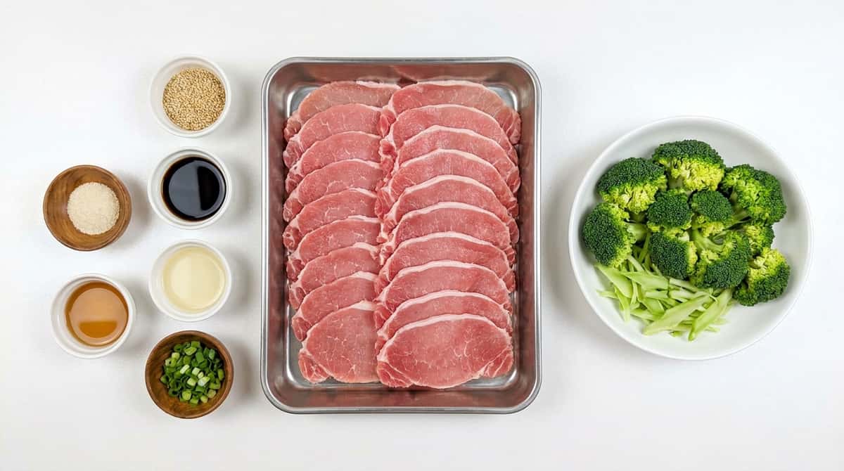 豚ロースとブロッコリーの塩こしょう焼き（材料）