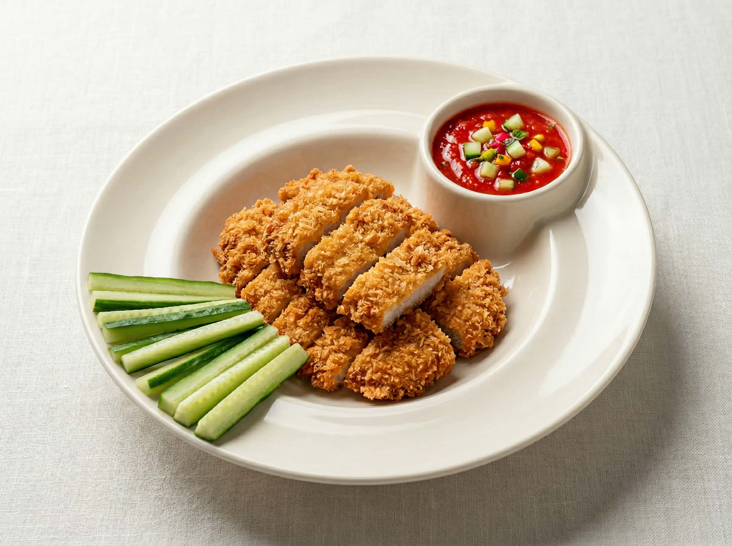 豚ロースのひと口フライ　トマトときゅうりのさっぱりディップ