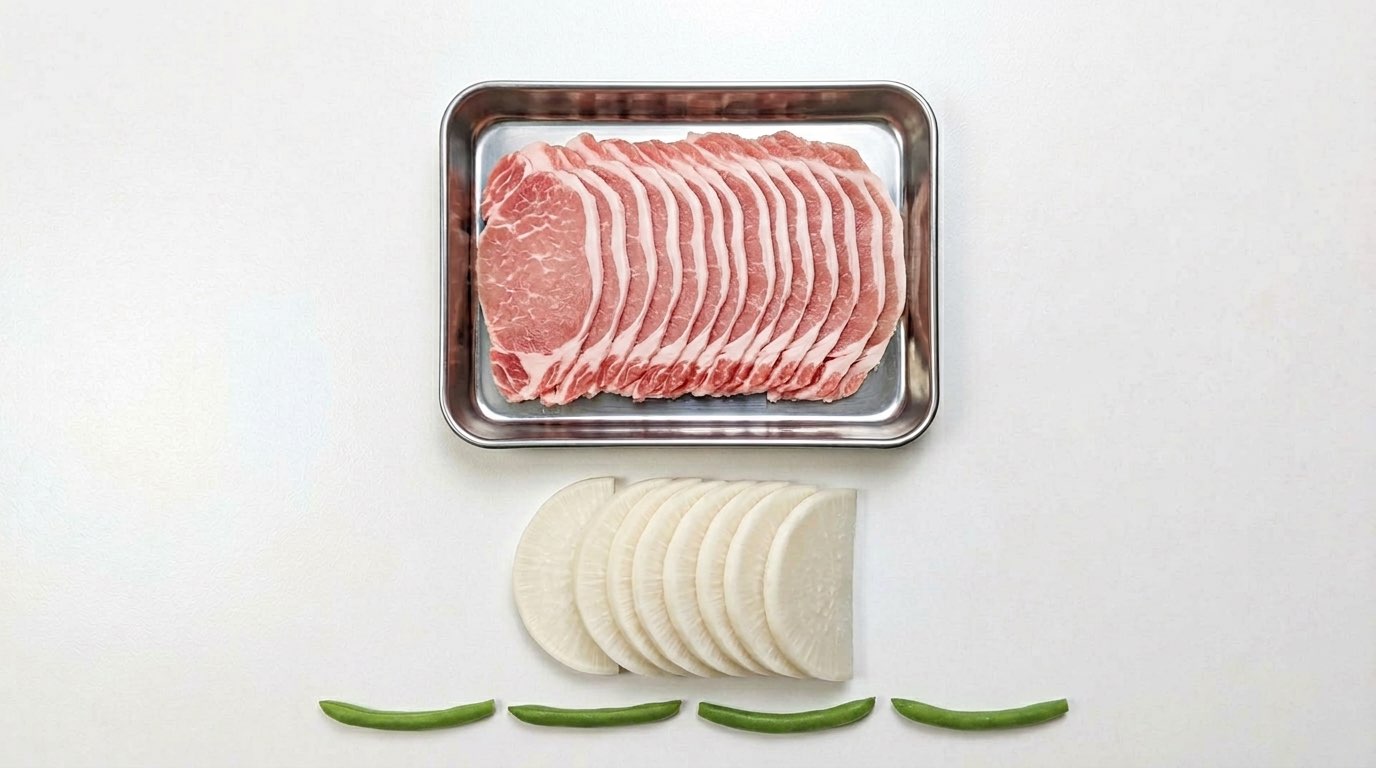 豚ロースと大根のやさしい白だし煮（材料）