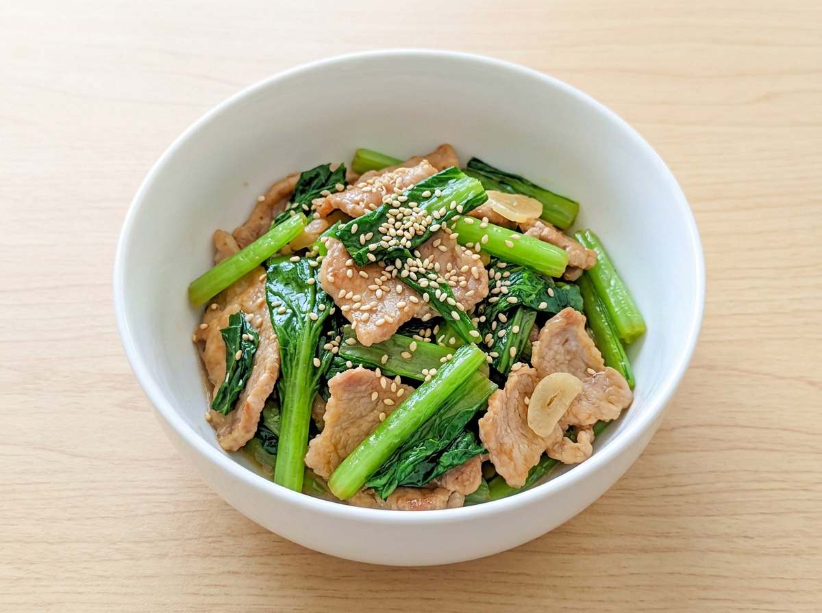 豚ロースと小松菜の鶏ガラスープ焼き