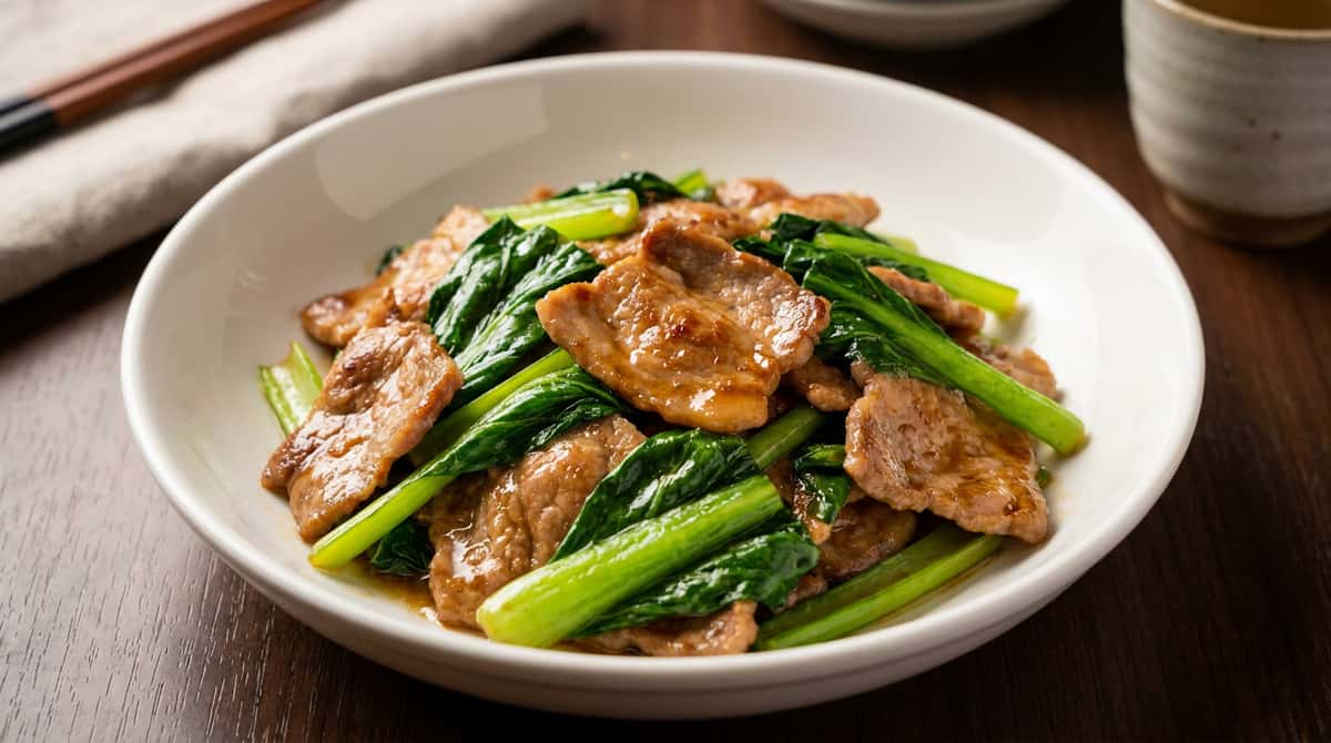 豚ロースと小松菜の鶏ガラスープ焼き（完成イメージ）