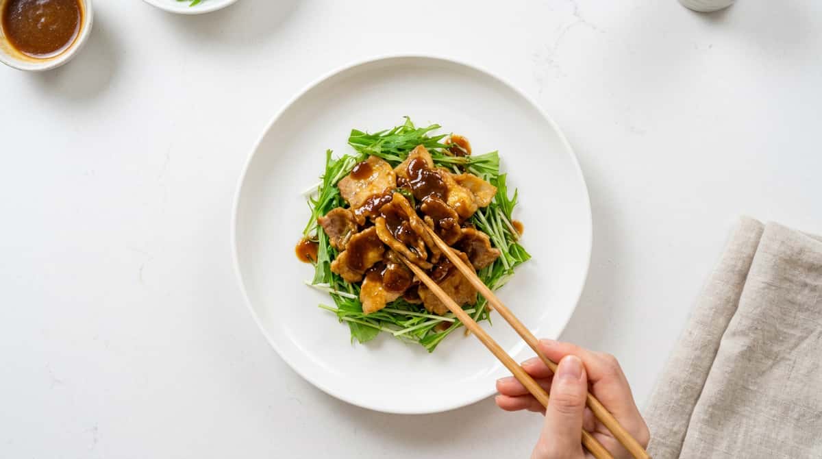 豚ロースと水菜のさっぱり味噌炒め（完成イメージ）