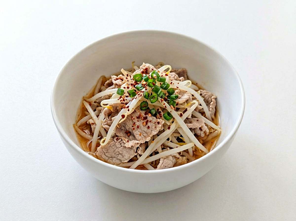 豚ロースともやしのピリ辛コンソメ和え