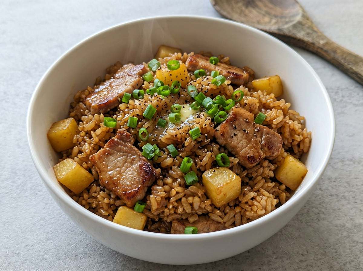 豚ロースとじゃがいものバター醤油炊き込みご飯