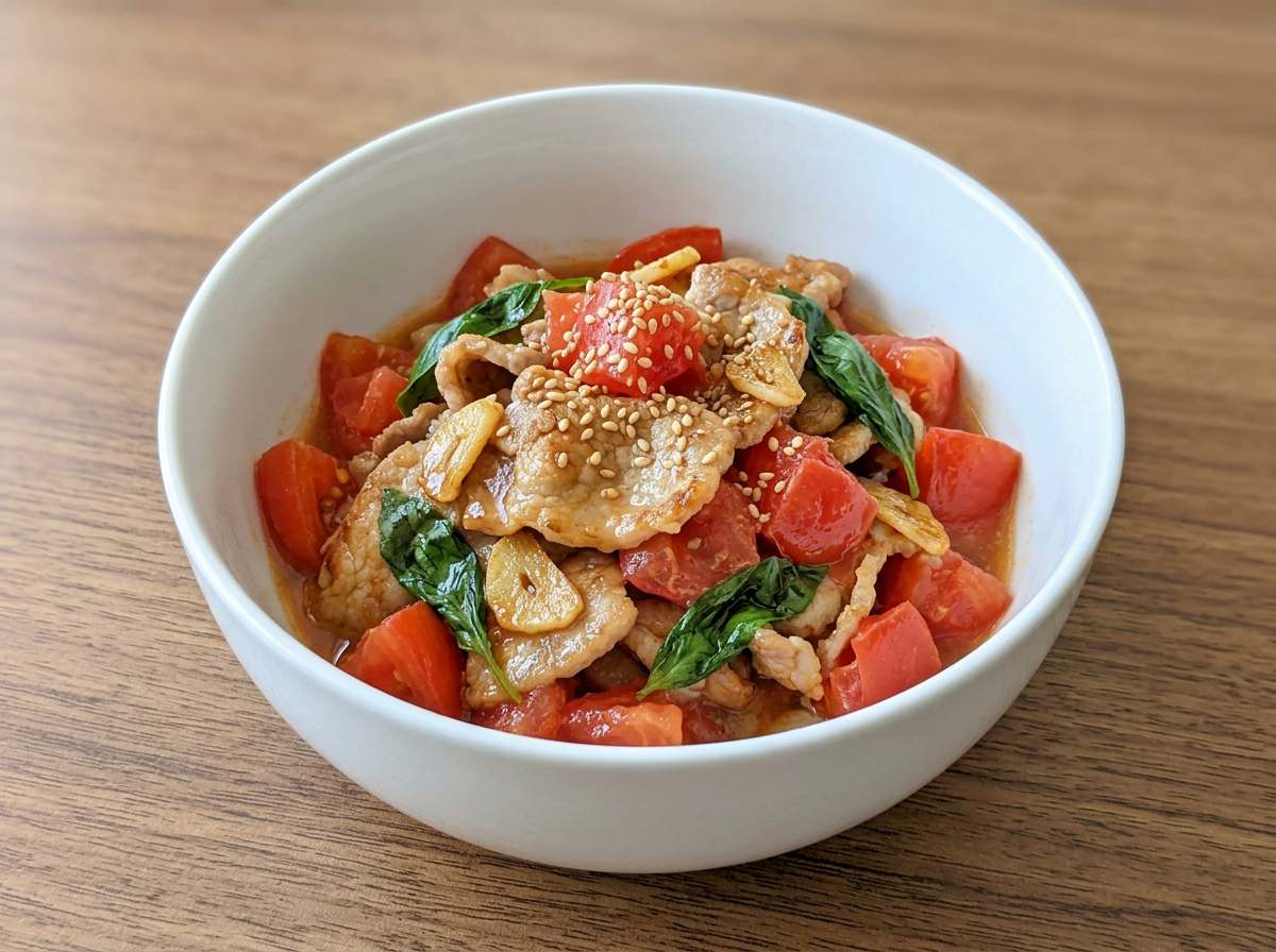 豚ロースとトマトの白だし焼き