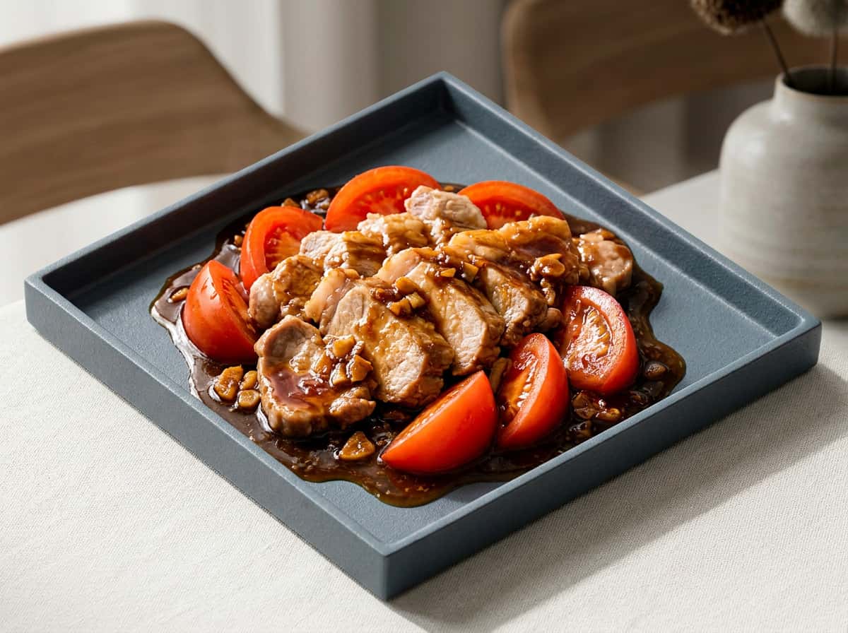 豚ロースとトマトの焼肉タレレンジ蒸し