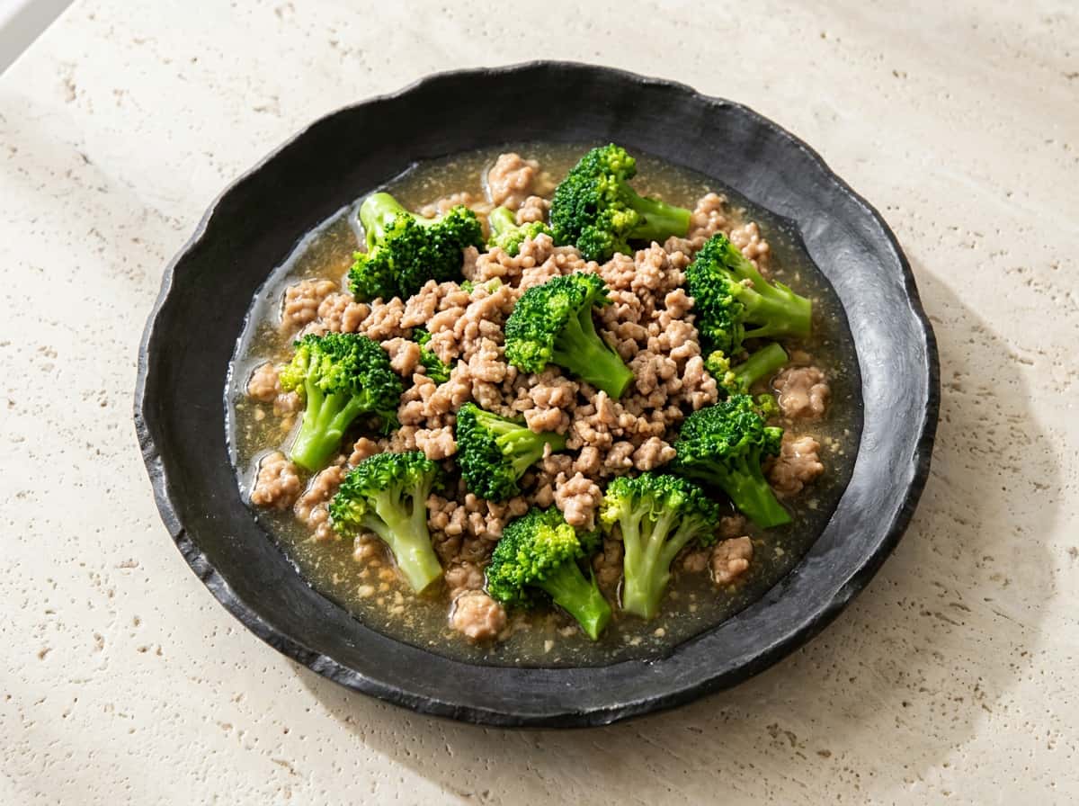 豚ひき肉とブロッコリーのポン酢煮