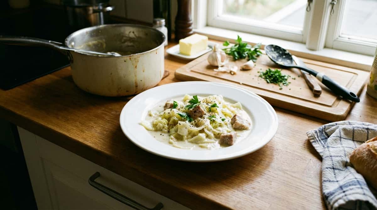 豚ひき肉とキャベツのとろとろマヨコンソメ煮（完成イメージ）