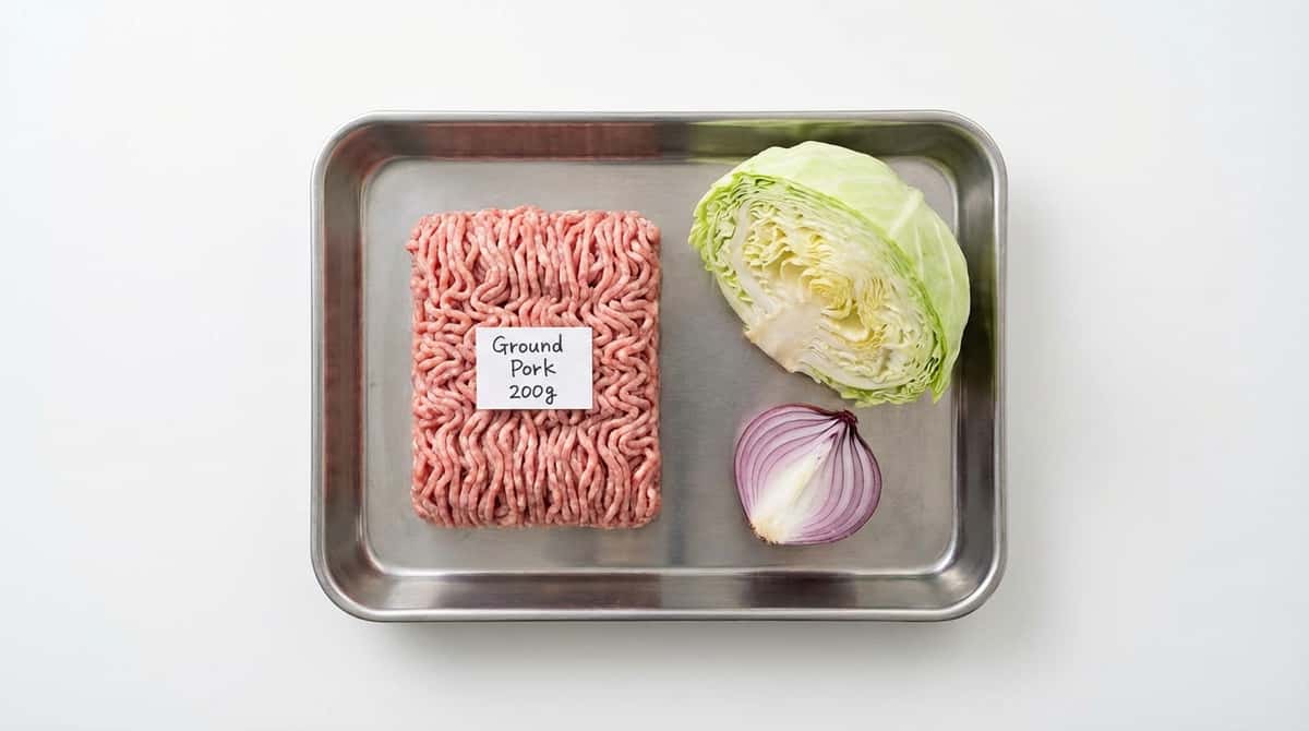 豚ひき肉とキャベツのとろとろマヨコンソメ煮（材料）