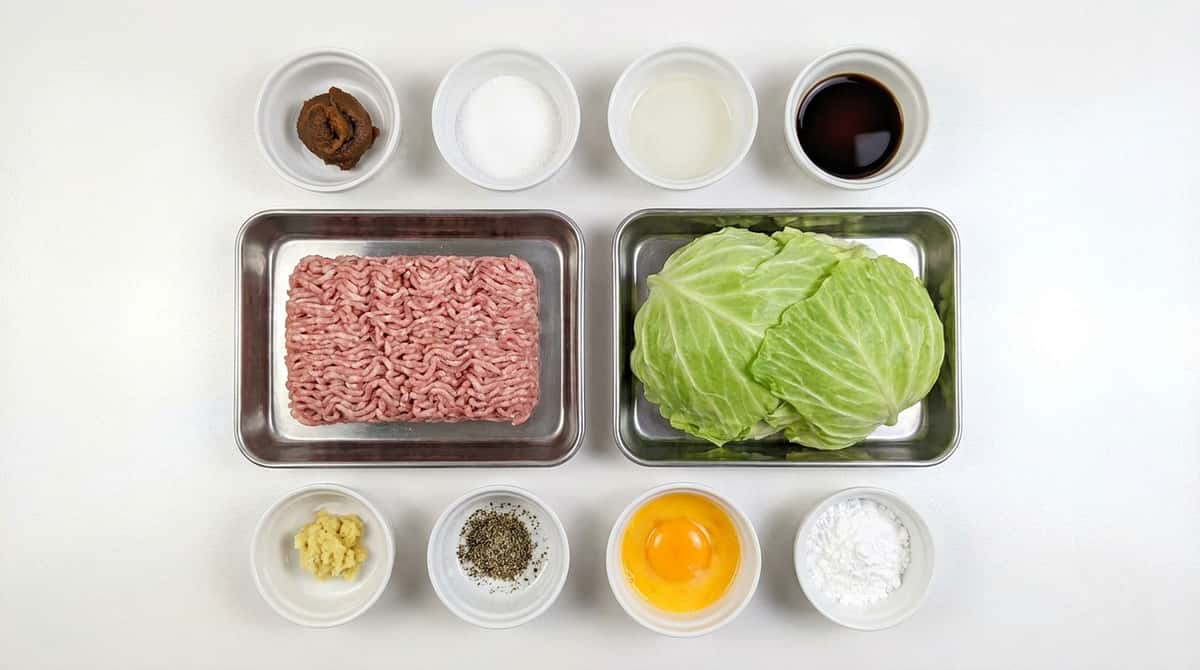 豚ひき肉とキャベツの味噌つくね揚げ（材料）
