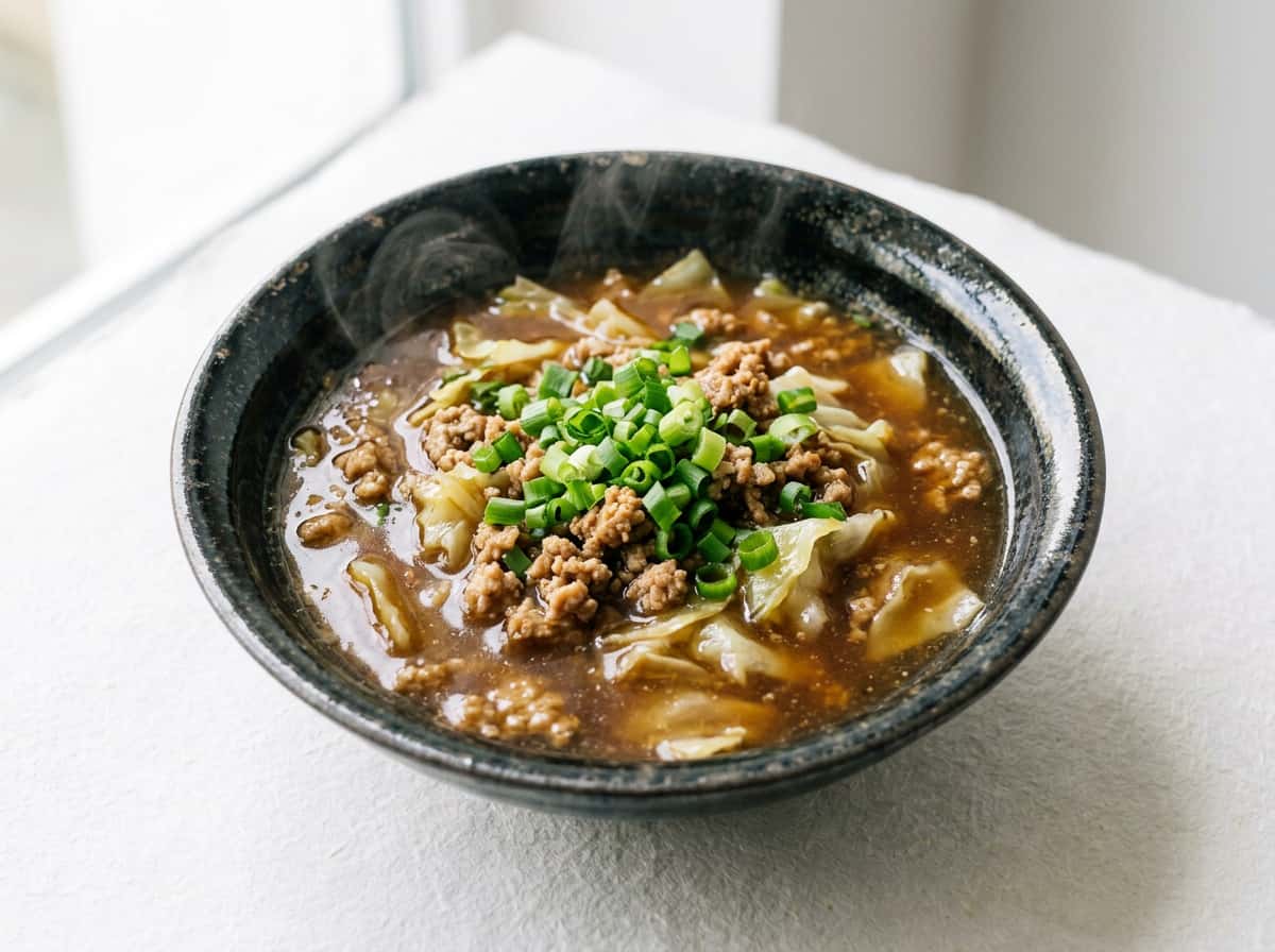 豚ひき肉とキャベツのオイスタースープ（おつまみ）