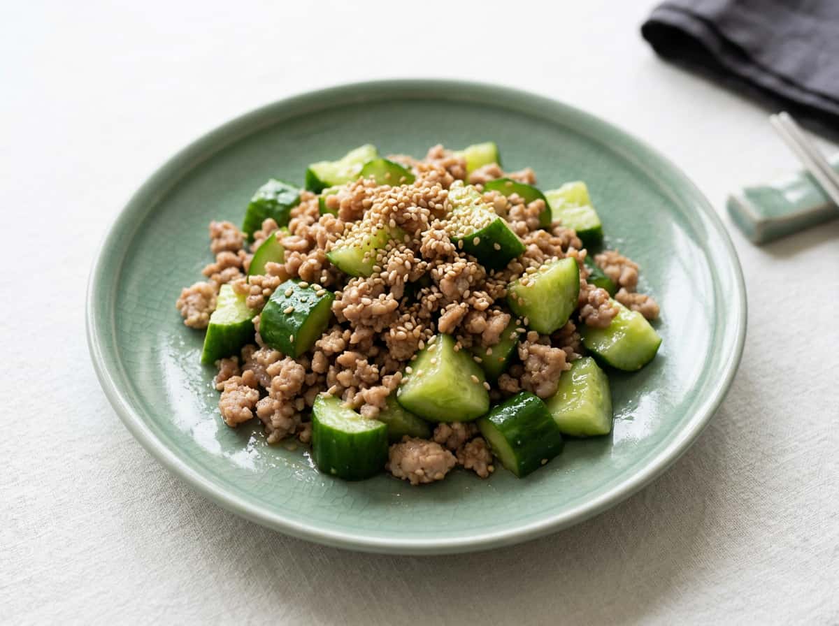 豚ひき肉ときゅうりの甘酢あえ