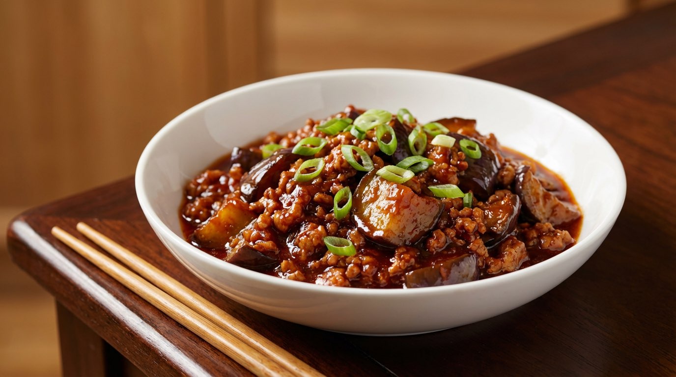 豚ひき肉となすのケチャップ煮（完成イメージ）