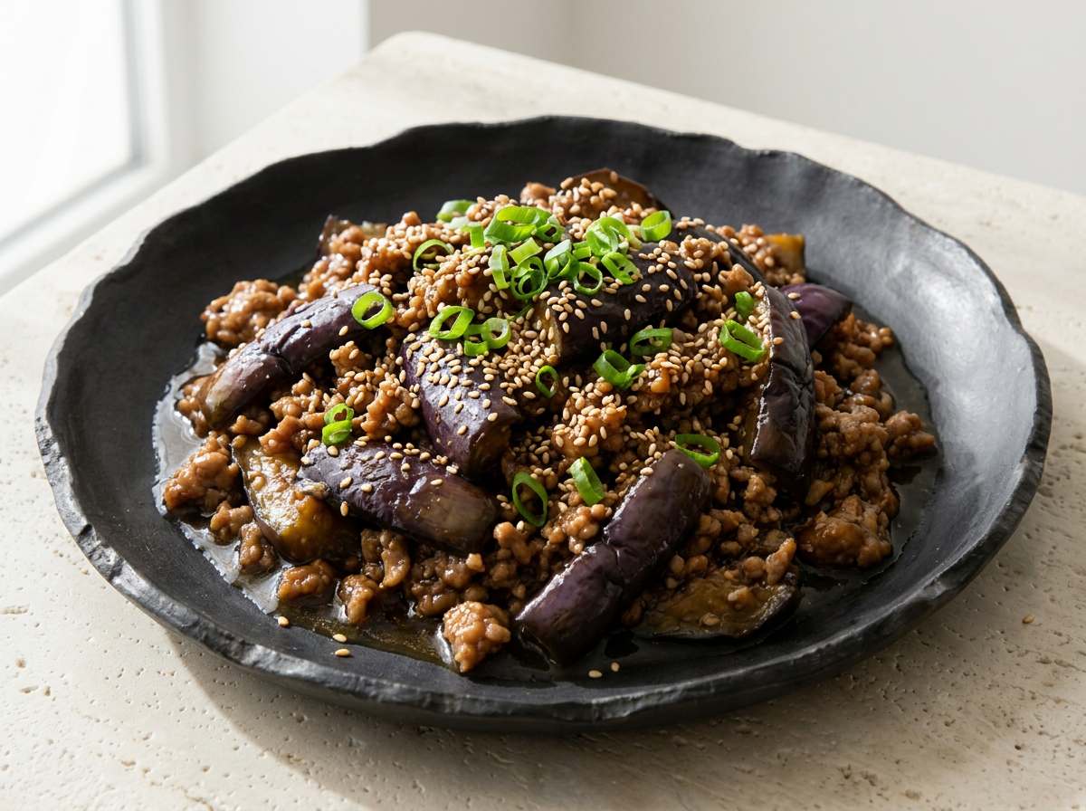 豚ひき肉となすのめんつゆ漬け