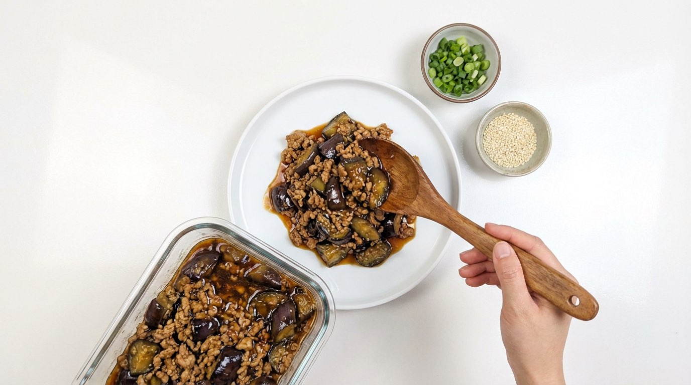 豚ひき肉となすのめんつゆ漬け（完成イメージ）