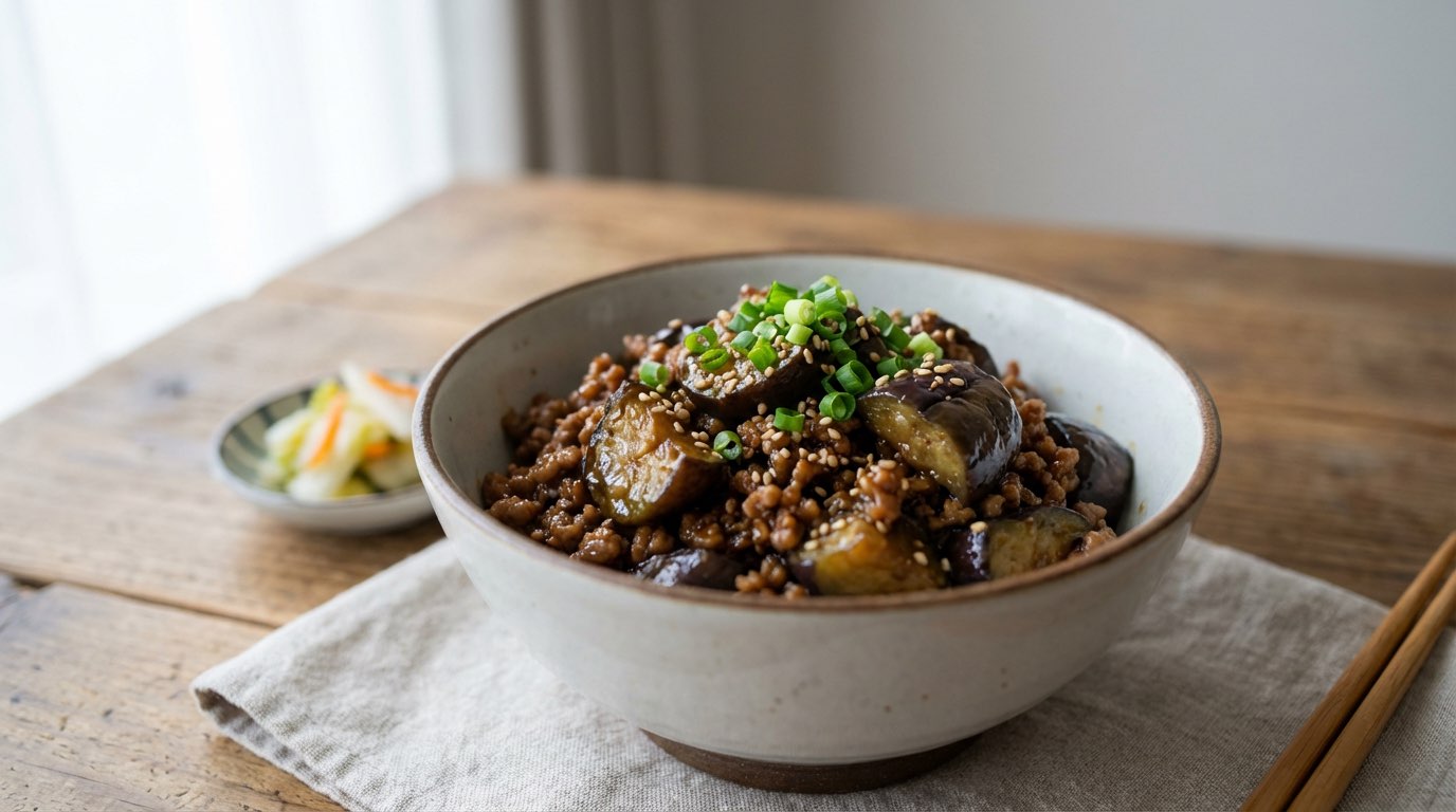 豚ひき肉となすのめんつゆ漬け（完成イメージ）