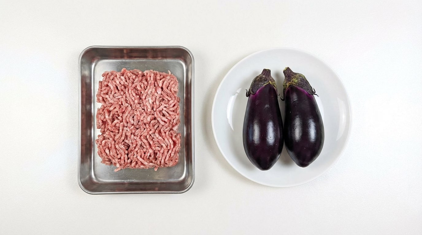 豚ひき肉となすのめんつゆ漬け（材料）