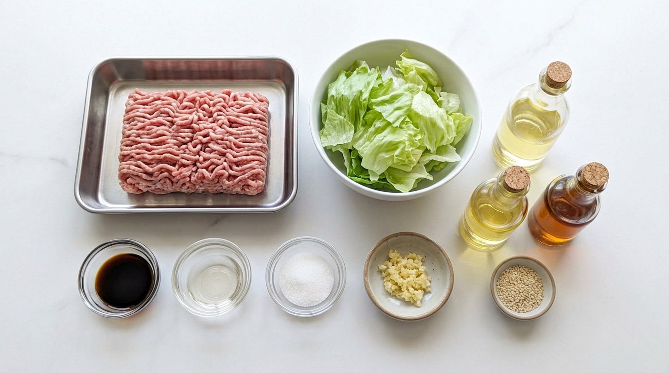 豚ひき肉とレタスの醤油炒め（材料）