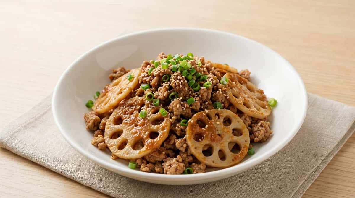 豚ひき肉とれんこんの味噌和え（完成イメージ）