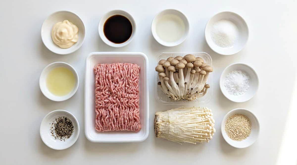 豚ひき肉ときのこのマヨ和え（材料）