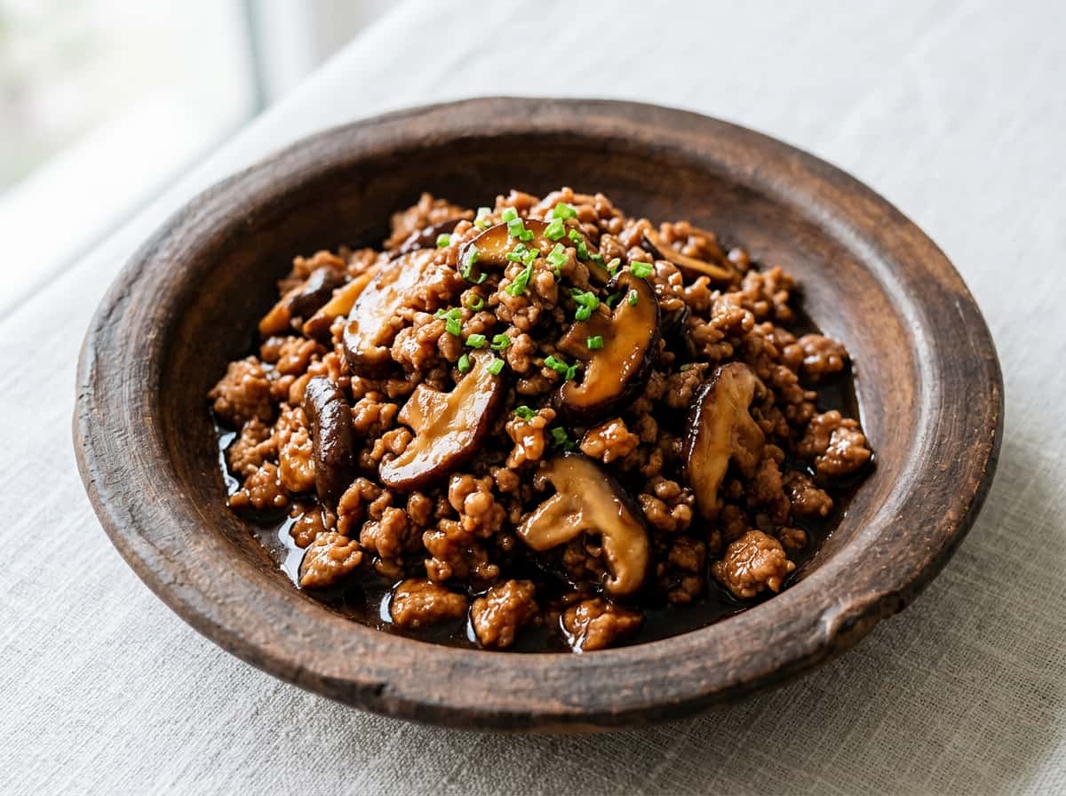 豚ひき肉ときのこの甘酢煮