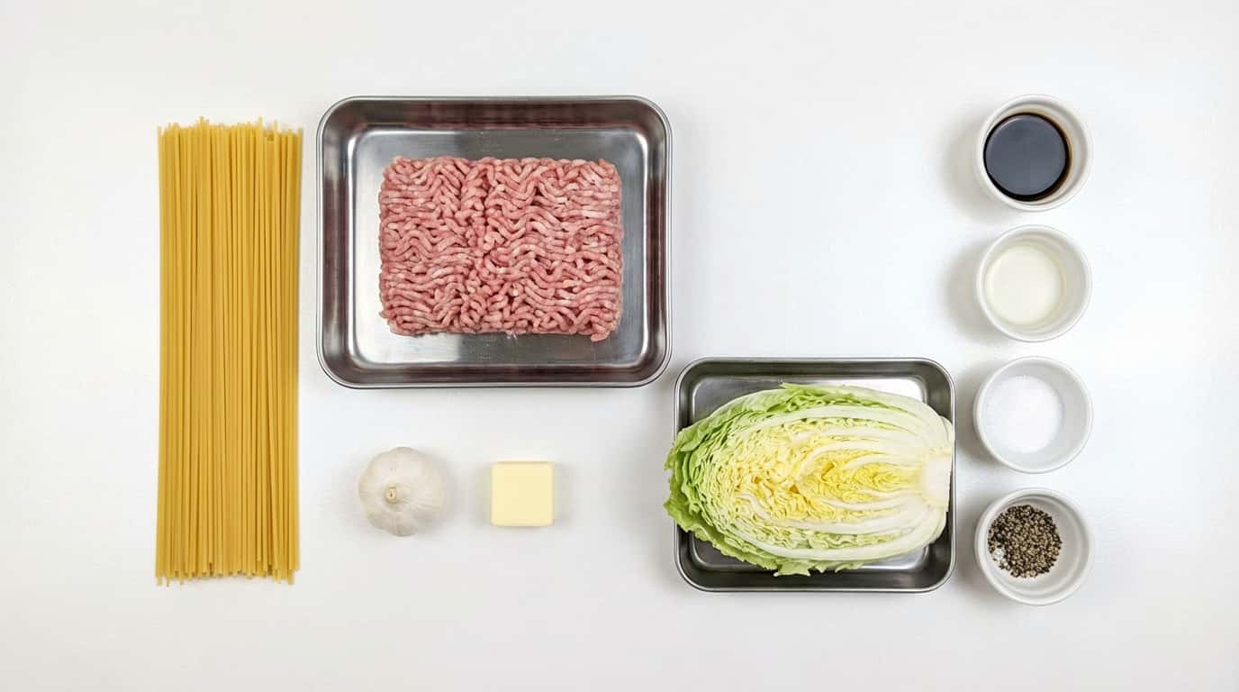 豚ひき肉と白菜のバター醤油パスタ（材料）