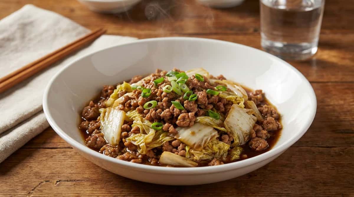 豚ひき肉と白菜のコンソメ炒め（完成イメージ）