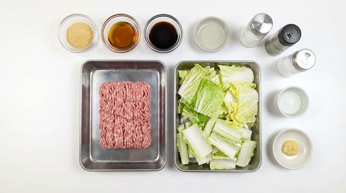 豚ひき肉と白菜のコンソメ炒め（材料）