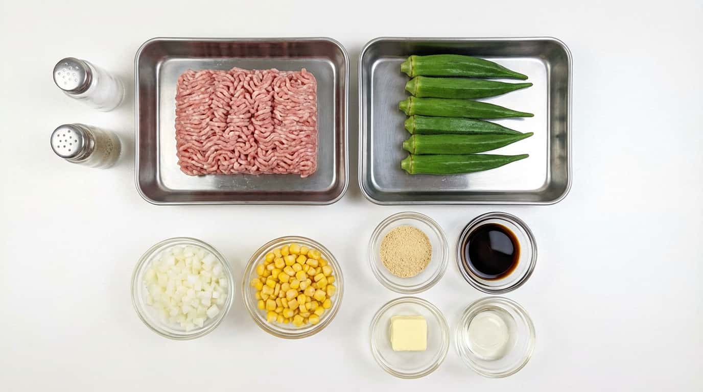 豚ひき肉とオクラのバター醤油スープ（材料）