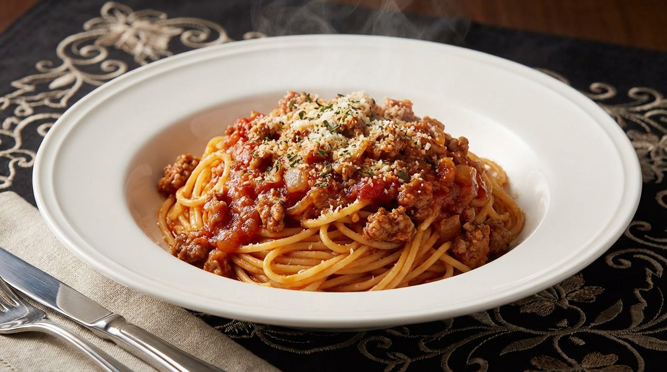 豚ひき肉と玉ねぎの節約トマトパスタ