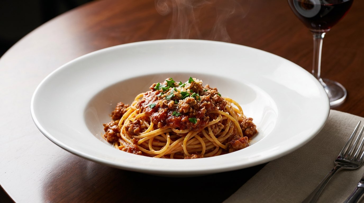 豚ひき肉と玉ねぎの節約トマトパスタ（完成イメージ）