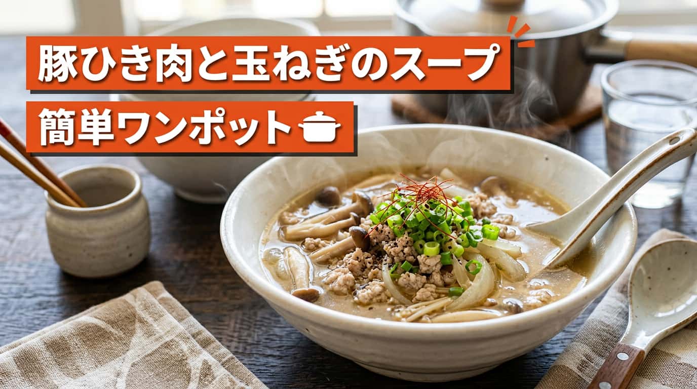 豚ひき肉と玉ねぎの鶏だし糖質オフスープ