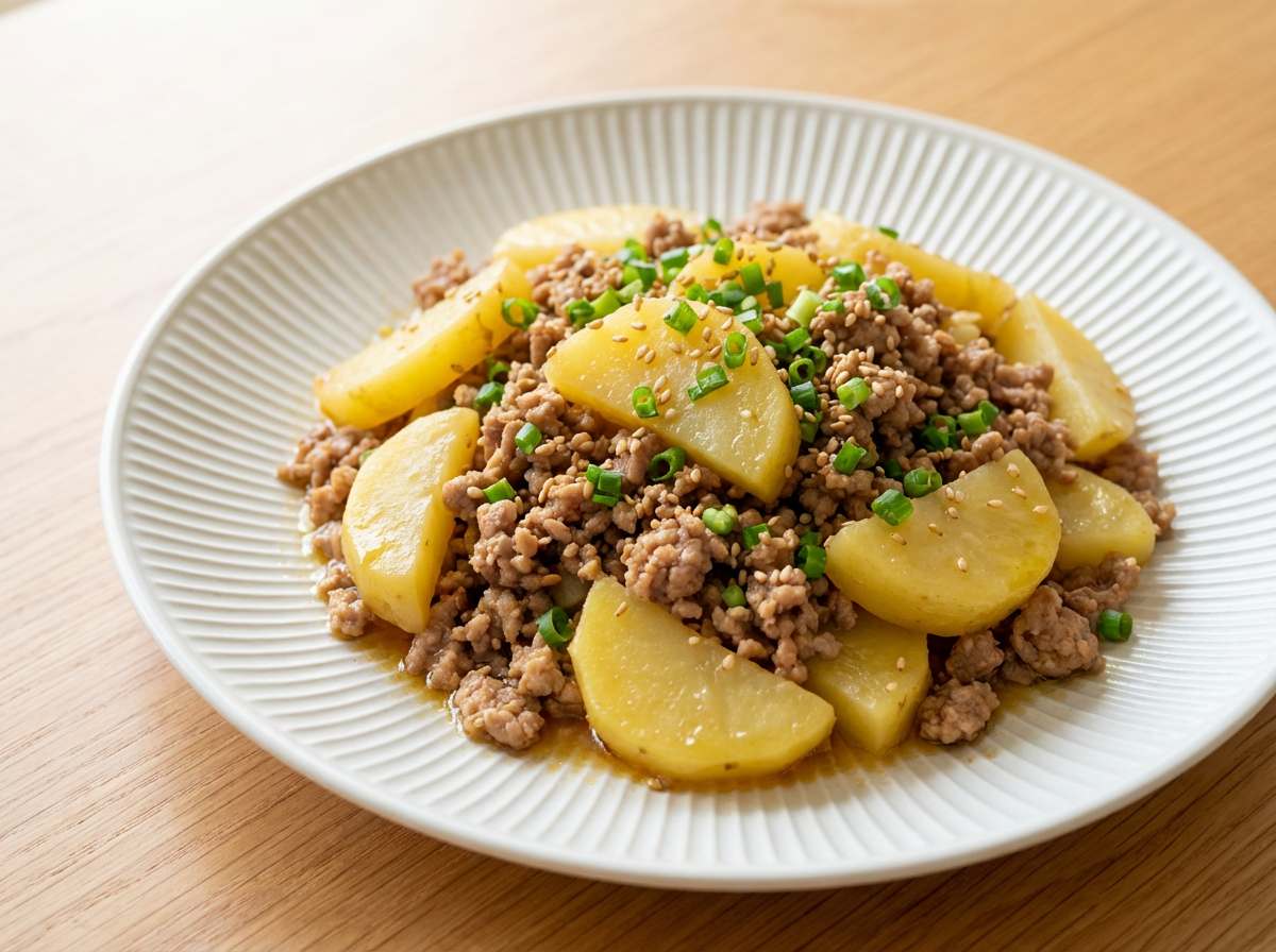 豚ひき肉とじゃがいものごま油蒸し