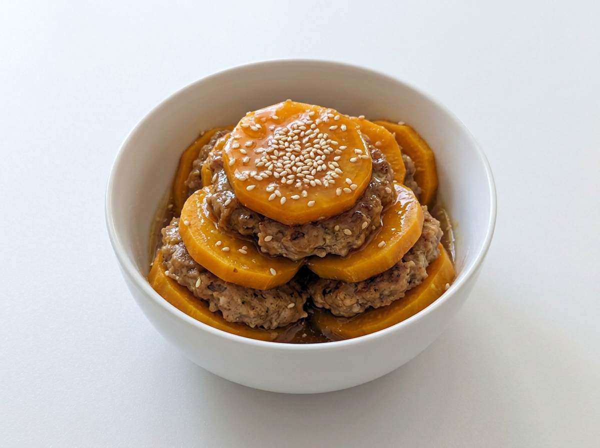 豚ひき肉とさつまいもの中華風重ね蒸し