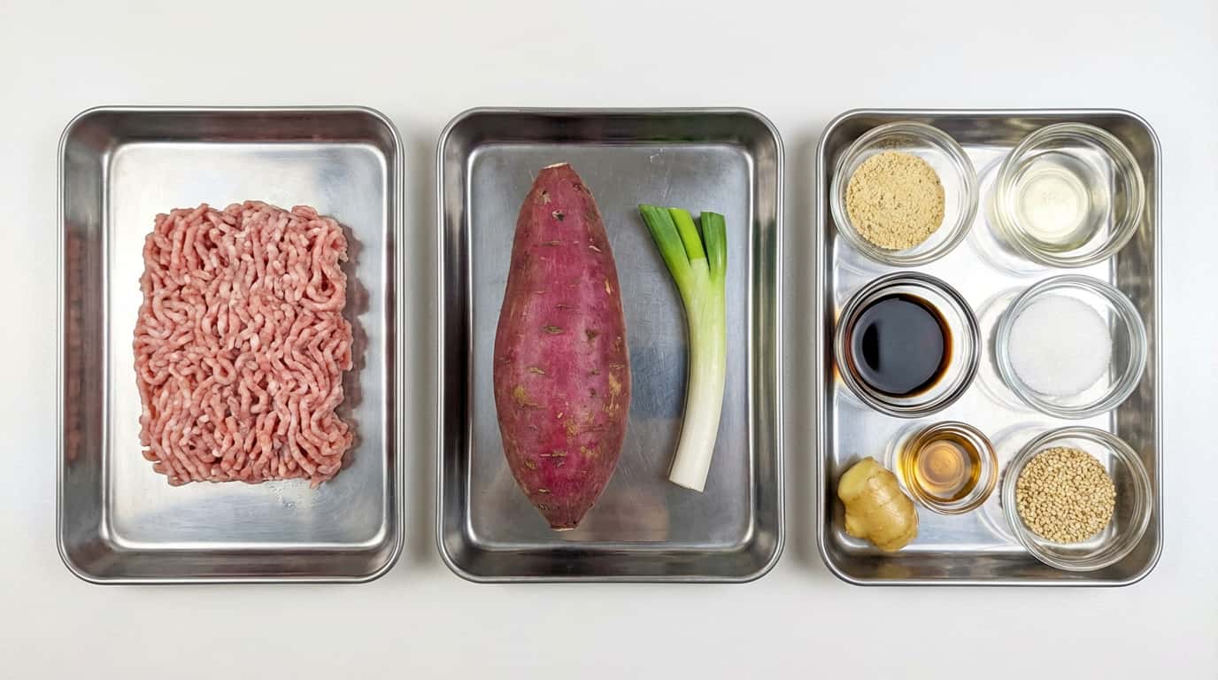 豚ひき肉とさつまいもの中華風重ね蒸し（材料）