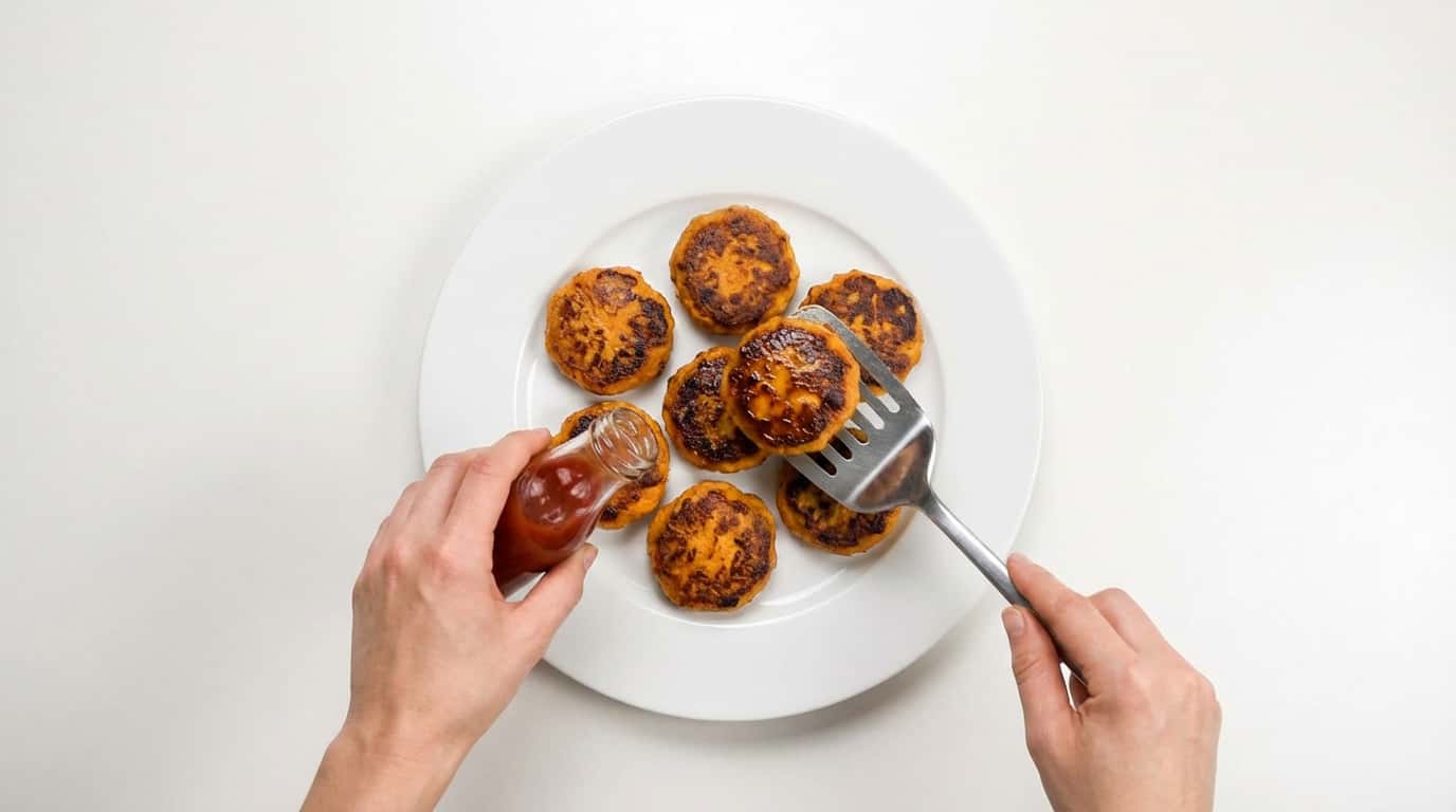 さつまいも入りミニハンバーグ（鶏がらだし焼き）（完成イメージ）