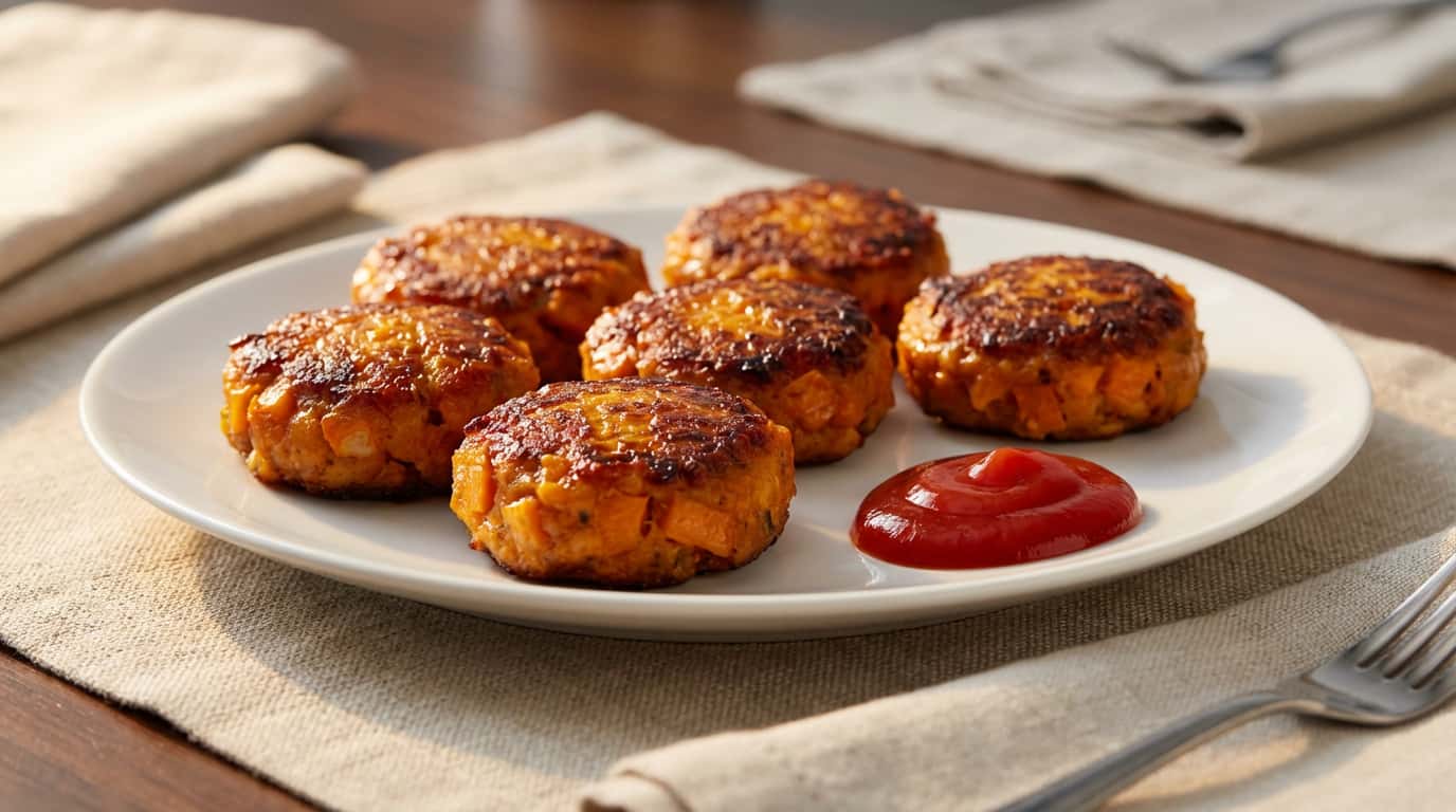 さつまいも入りミニハンバーグ（鶏がらだし焼き）（完成イメージ）