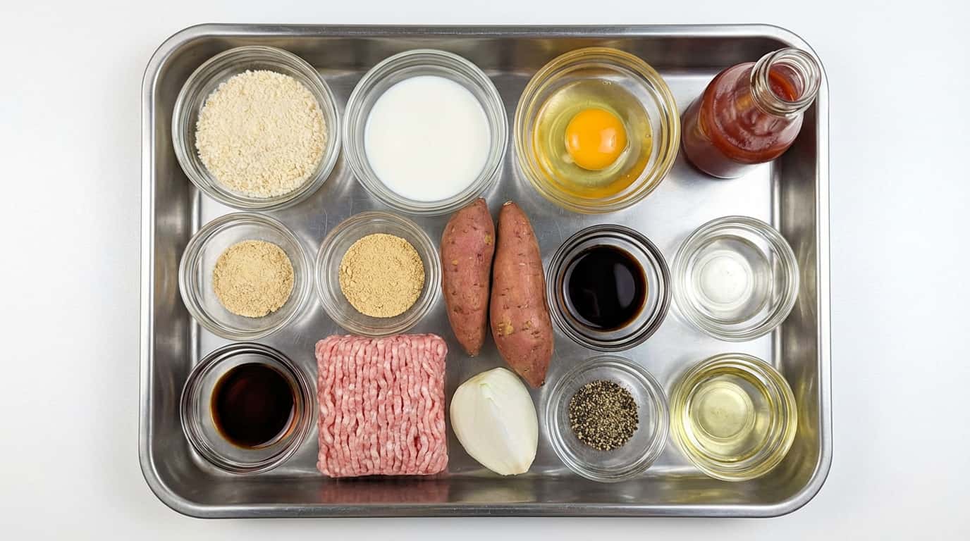 さつまいも入りミニハンバーグ（鶏がらだし焼き）（材料）