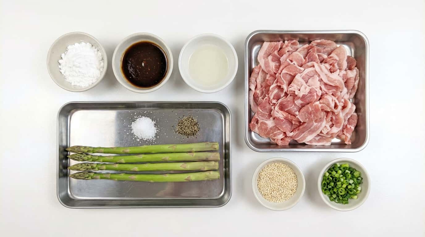 豚こまとアスパラのカリカリ焼肉タレ揚げ（材料）