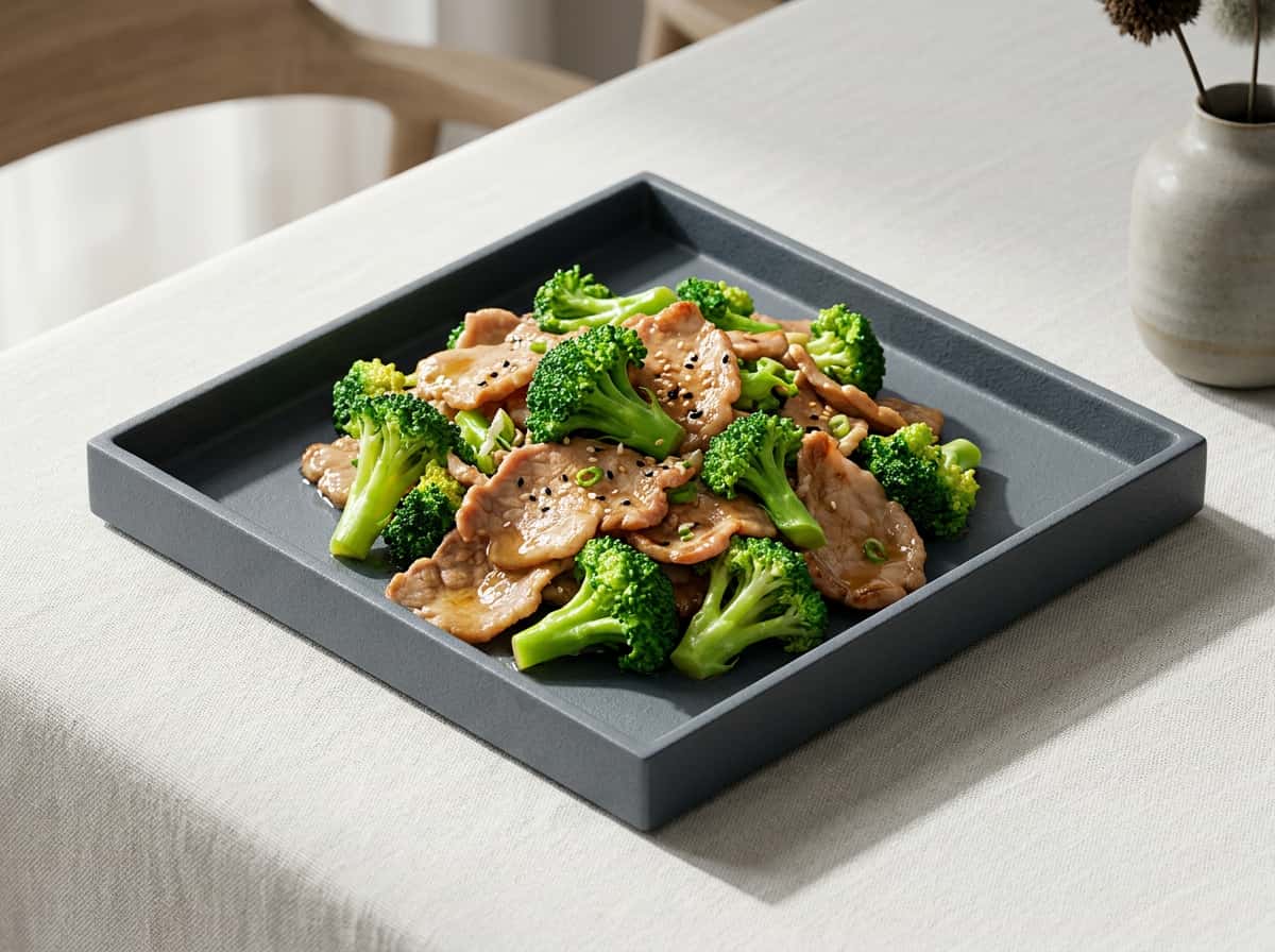 豚こまとブロッコリーの鶏がら旨炒め