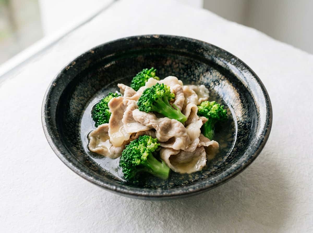 豚こまとブロッコリーの鶏がらだれ漬け（お弁当用）