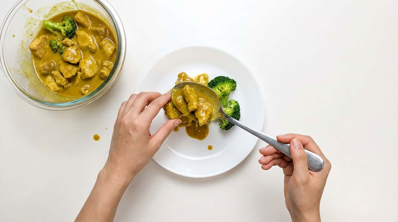 豚こまブロッコリーのレンジカレー蒸し（完成イメージ）