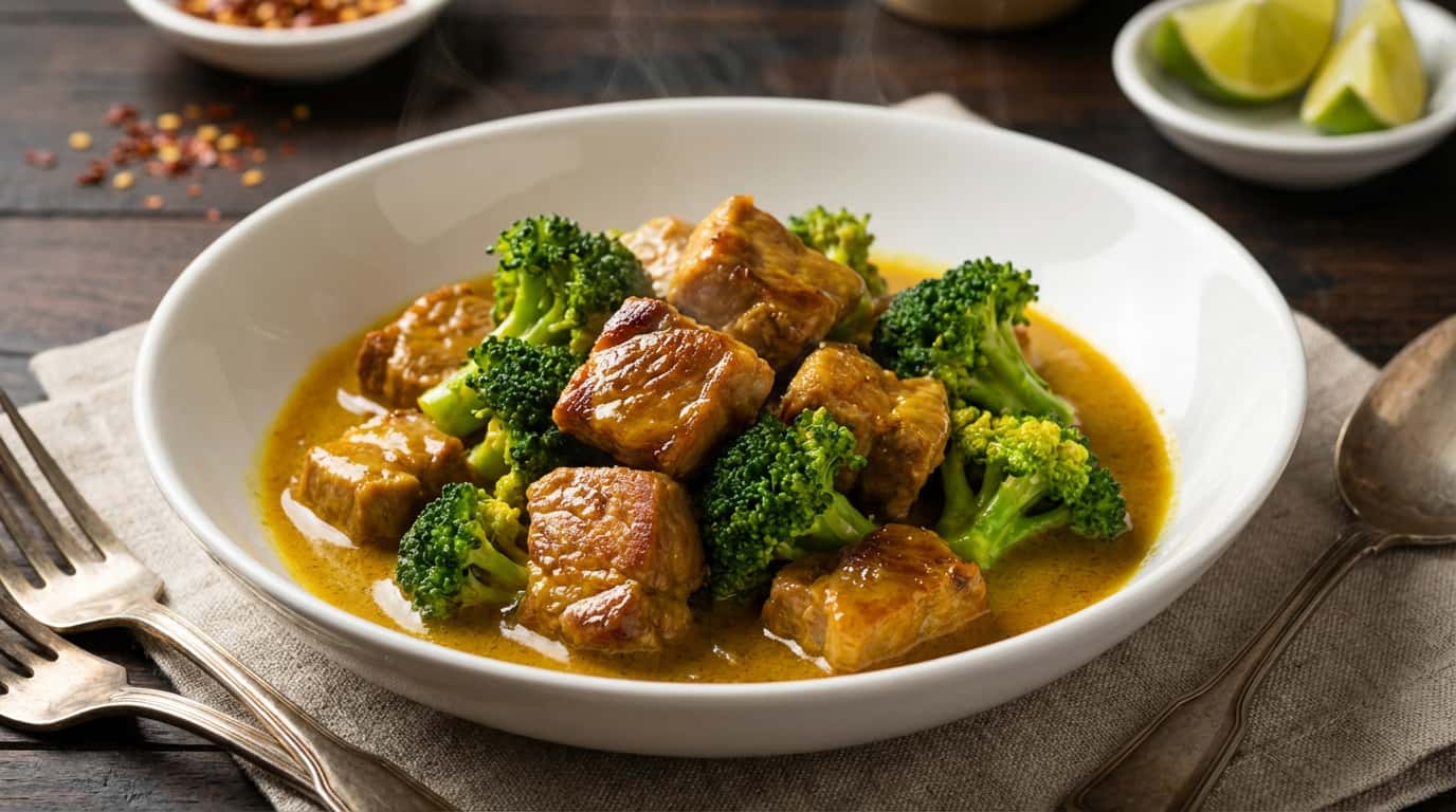 豚こまブロッコリーのレンジカレー蒸し（完成イメージ）